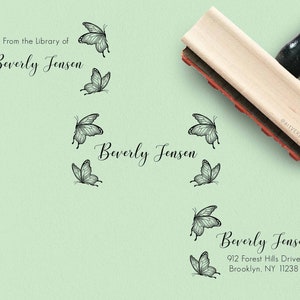 Stamp Book Personalized From the Library of Stamp Custom Name Stamp Return Address Stamp Self Inking Name Stamp Butterfly Book Stamp Gift