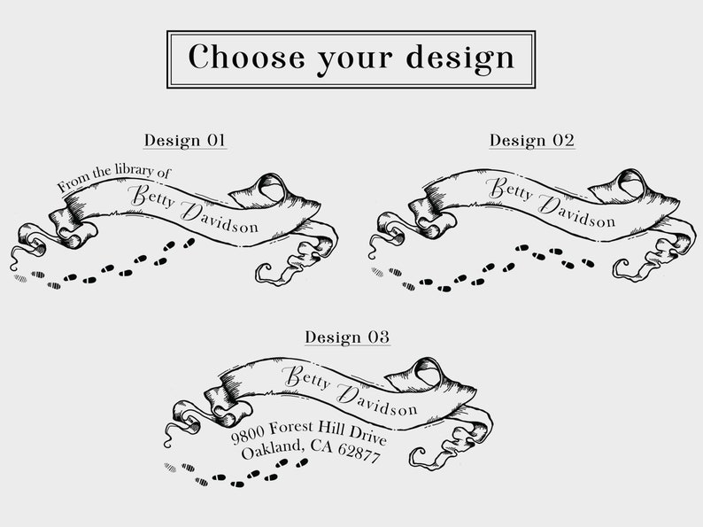 Stamp Book Personalized From the Library of Stamp Custom Name Stamp Return Address Stamp Self Inking Name Stamp Book Stamp Wizard School Map image 2