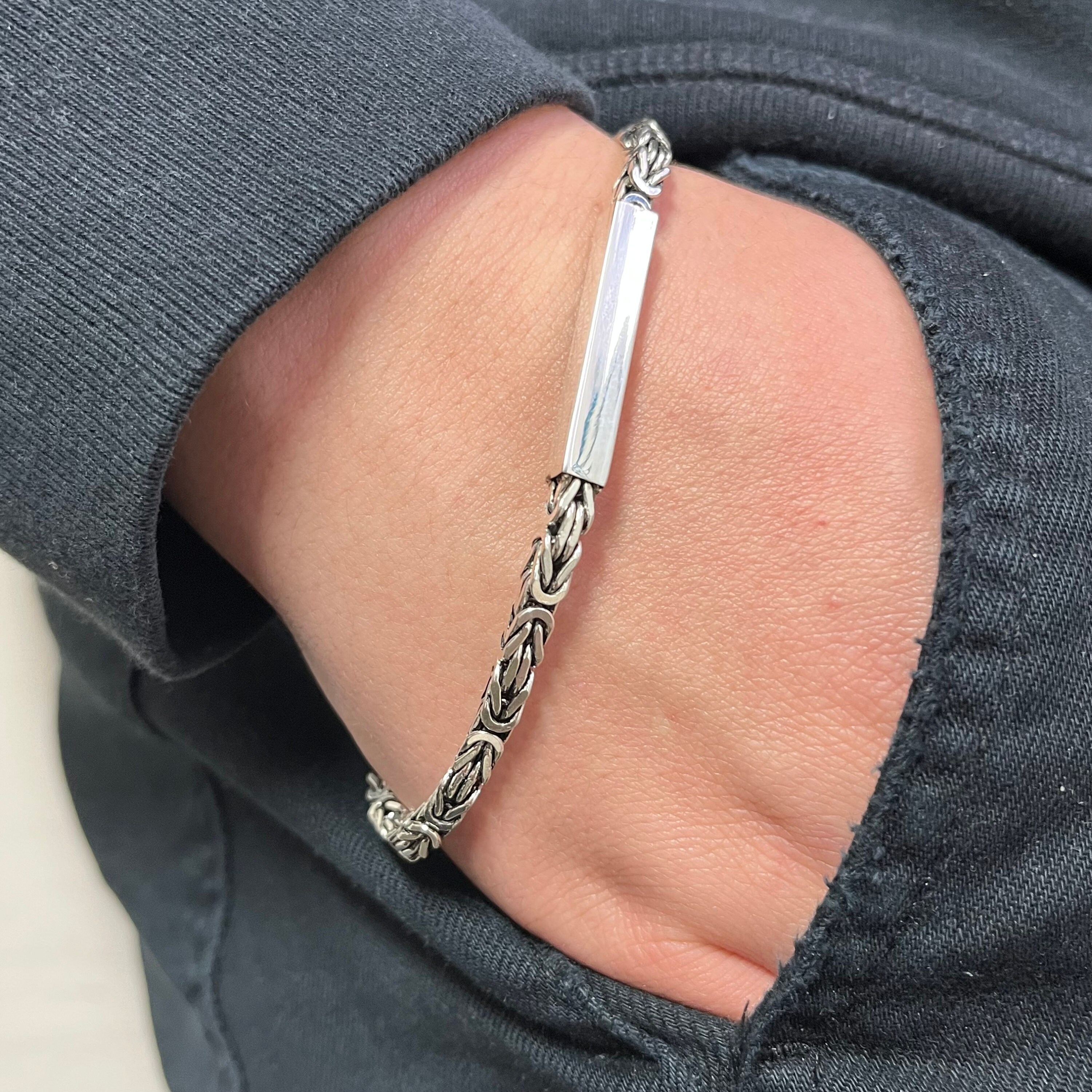 14mm Iced Out Real Solid 925 Silver Byzantine Bracelet - Men's Hip Hop Jewelry