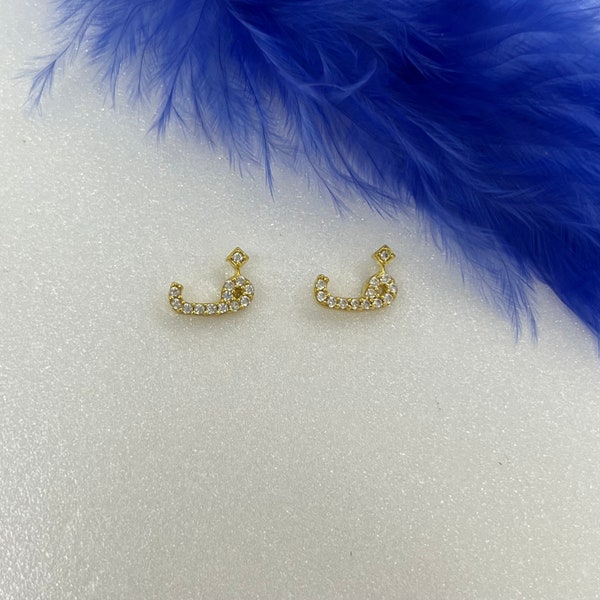 Personalized Arabic Letter Earring CZ Diamond Dainty Women Jewelry Minimalist Valentine's Day Gift For Girlfriend 925 Silver Custom  Stud