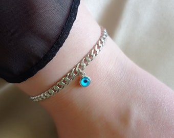 925 Sterling Silver Evil Eye Jewelry Turkish Nazar Cuff Bracelet Gift For Her Mother's Day Dainty Simple Bracelet Valentines Day Bridesmaid