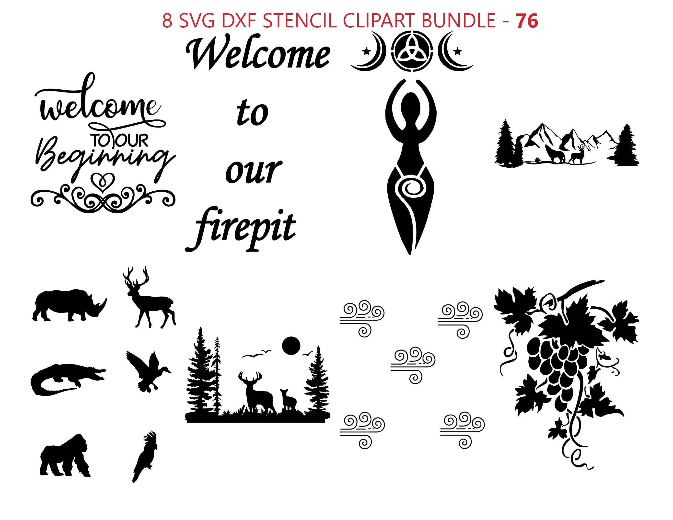 8 Svg Dxf Stencil Clipart Bundle for Room Wall Decor Wiccan Etsy Canada