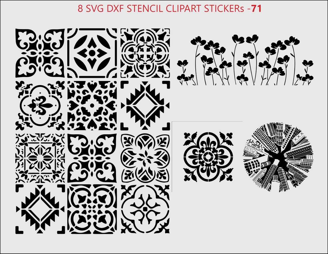 8 Svg Dxf Stencil Clipart Bundle for Room Wall Decor Square Etsy Canada