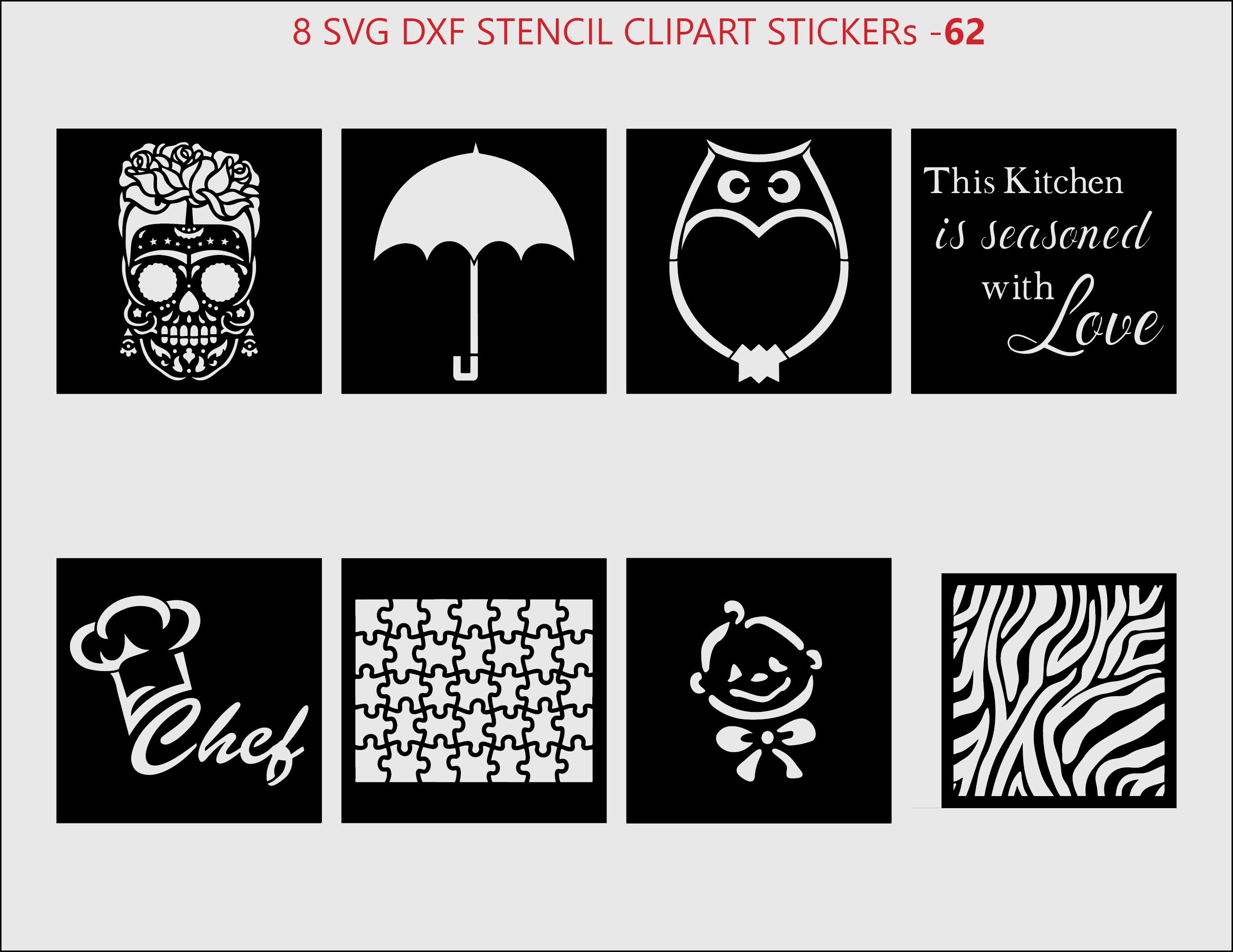 8 Svg Dxf Stencil Clipart Bundle for Room Wall Decor Frida Etsy Canada