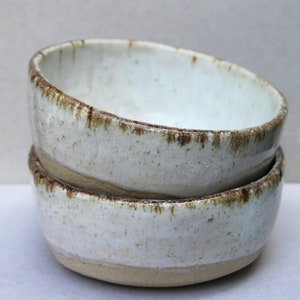 Handmade Ceramic Bowl Neutral Rustic White Brown Speckle