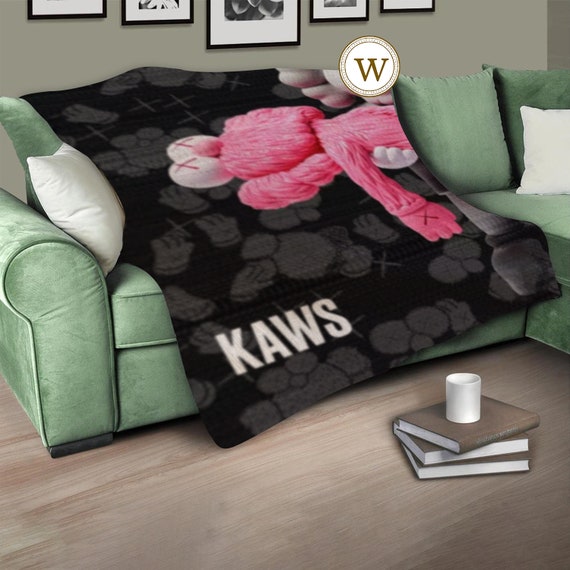 Pink Kaws Blanket Kaws Home Decor Kaws Art Blanket Kaws Etsy