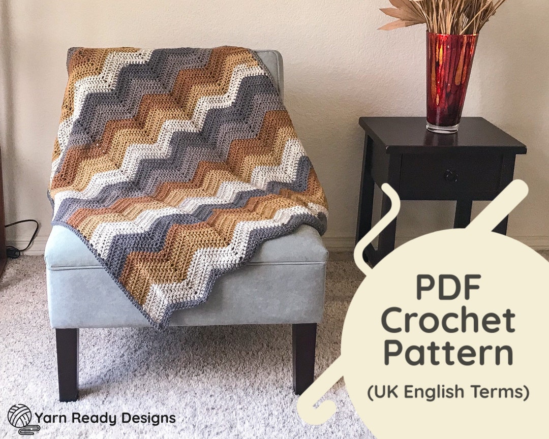 Baby Blanket PATTERN - Crochet Ripple Baby Blanket - UK English Terms ...