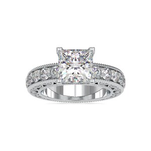 Anillo de compromiso de eternidad de diamantes cultivados en laboratorio de talla princesa de 2,00 quilates, anillo de compromiso de diamantes de lujo, diamante de laboratorio FVS1 de 2,00 ct con certificación IGI