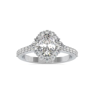 1 Carat Oval Lab Grown Diamond Halo Engagement Ring, Vintage Inspired Halo Engagement Ring, IGI Certified FVS1 Lab Diamond 1ct Oval