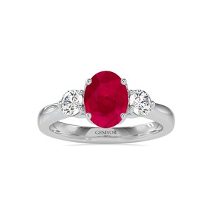 Ruby and Diamond Classic Three Stone Ring (2.00 CTW)