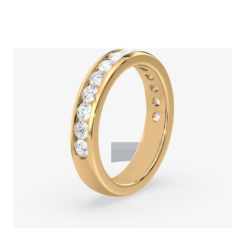 14K Yellow Gold Half Eternity Lab Grown Diamond Wedding Band - Etsy