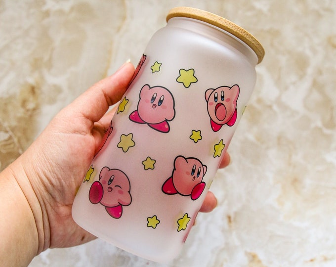 Kirby Glass Can 16oz Libbey Cute Kawaii Etsy