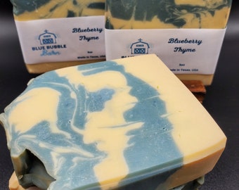 Blueberry Thyme Artisan Clay Soap Blueberry Thyme Rich Bubbles Homemade Hand Soap Bar Organic and Natural Bar