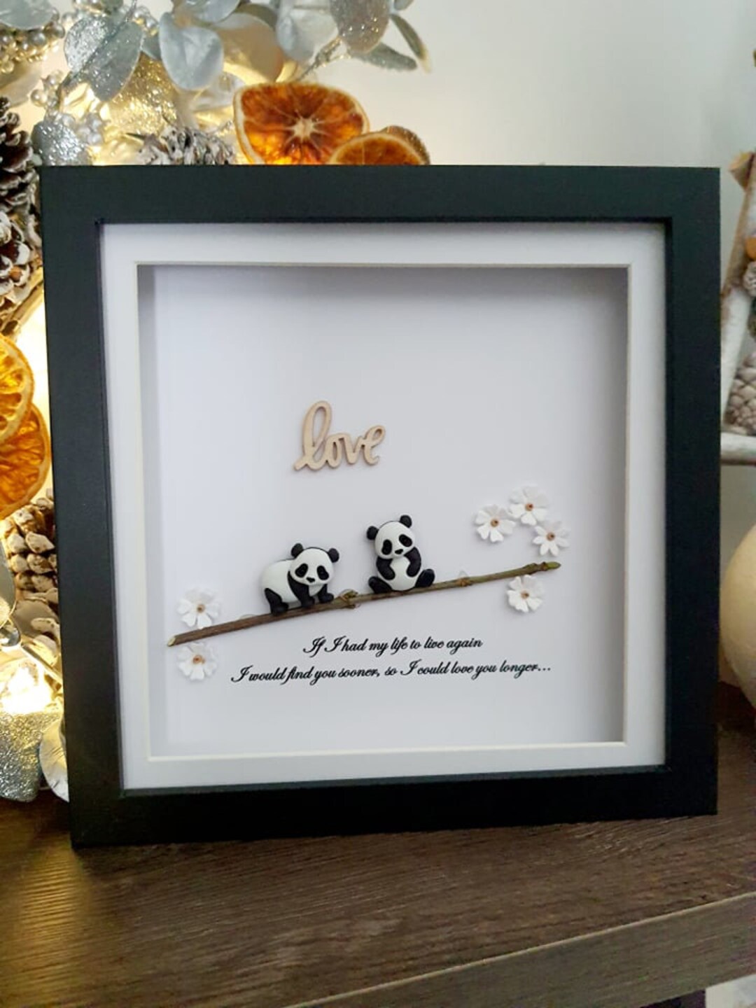 Valentines Day Gift Pebble Stone Art Frame, Panda Love Etsy UK