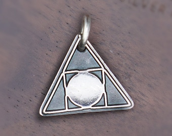 Silver Philosopher&#39;s Stone Pendant, Alchemy Necklace, Triangle and Circle Pendant, Mythology Necklace, Mens Necklace, Mens Jewelry, For Dad