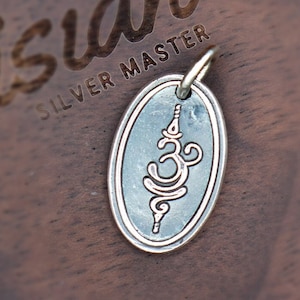 Silver Pranayama Pendant, Yoga Necklace, Sanskrit Pendant, Spiritual Necklace, Breathe Symbol Necklace, Hindi Jewelry, Gift for Him