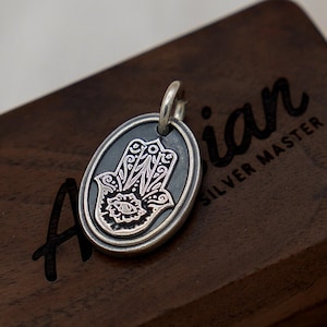 Hamsa Silver Mens Necklace, Silver Hamsa Man Pendant, Hamsa Charm Pendant, Hand of Fatima Silver Men Pendant, Husband Gift, Handmade