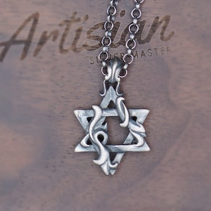 Silver Star of David Necklace, Star of David Pendant, Religous Necklace, Bold Necklace, Handmade Jewelry, Hexagram Pendant, Magen David