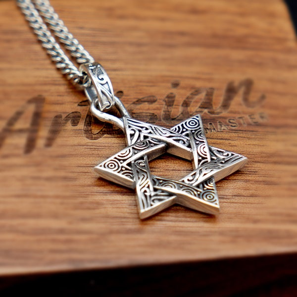 Sterling Silver Star of David Pendant, Religous Necklace, Star of David Necklace, Vintage Jewelry, Handmade Jewelry, Holiday Gift