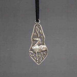 Oxidized Sterling Silver Unicorn Pendant, Large Unicorn Necklace, Fantasy Horse Pendant, Mythology Gift, Men&#39;s Gift, Gift for Boyfriend