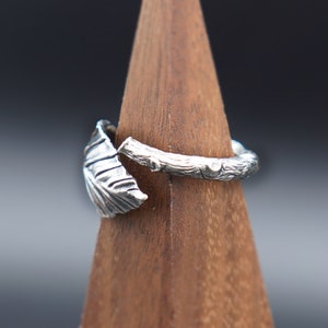 Silver Leaf Ring, Leaf Branch Ring, Plant Jewelry, Vine Ring, Wrap Ring, Nature Inspired, Oxidized Ring, Handmade Ring, For Her, For Him image 8