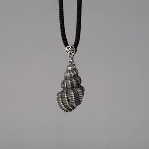 Oxidized Sterling Silver Conch Pendant, Conch Necklace, Beach Necklace, Surfer Gift, Nature Lover Gift, Unisex Necklace, Gift for Him