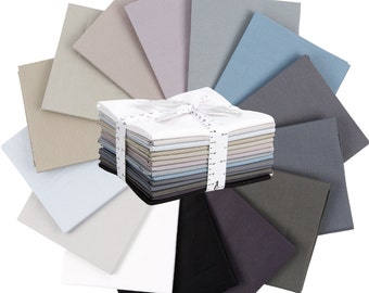 Monochrome Fat Quarter Bundle: 100% Cotton Fabric for Quilting