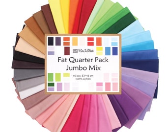 40 Fat Quarter Bundle -100% Cotton | Solid Colors | Colorful Mix - 40 Colors | Quilting & Crafting Soft Fabric | Special Jumbo Gift Bundle