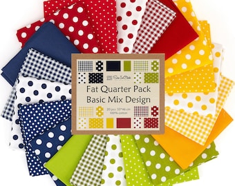 Polka Dot Fat Quarter Bundle: 100% Cotton Quilting Fabric - 20 Pcs
