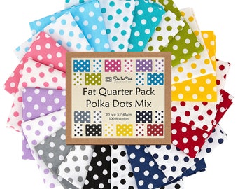 Polka Dot Fat Quarter Bundle: 100% Cotton Quilting Fabric, 10 Colors