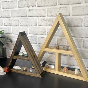 Wooden Triangle Shelf/ / Geometric Shelf/ Custom Made Shelf/ Crystal Shelf/ Wall Hanging/ Crystal Display/ Gifts for Her/ Birthday Gifts image 4