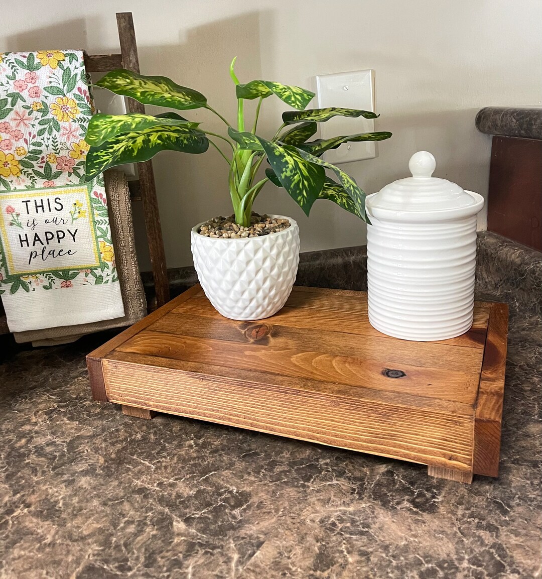 Wood Riser, Farmhouse Decor, Boho Riser, Wood Tray, Pedestal Stand ...