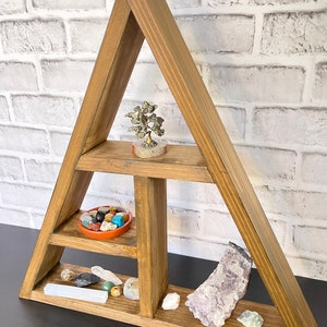 Wooden Triangle Shelf/ / Geometric Shelf/ Custom Made Shelf/ Crystal Shelf/ Wall Hanging/ Crystal Display/ Gifts for Her/ Birthday Gifts image 7