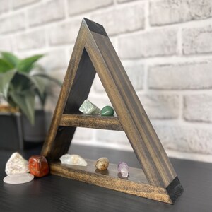 Wooden Triangle Shelf/ / Geometric Shelf/ Custom Made Shelf/ Crystal Shelf/ Wall Hanging/ Crystal Display/ Gifts for Her/ Birthday Gifts image 6