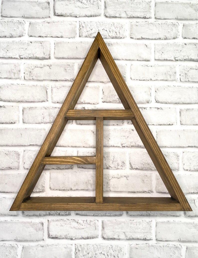 Wooden Triangle Shelf/ / Geometric Shelf/ Custom Made Shelf/ Crystal Shelf/ Wall Hanging/ Crystal Display/ Gifts for Her/ Birthday Gifts image 3