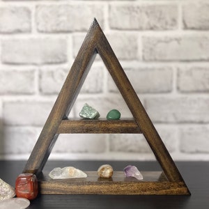 Wooden Triangle Shelf/ / Geometric Shelf/ Custom Made Shelf/ Crystal Shelf/ Wall Hanging/ Crystal Display/ Gifts for Her/ Birthday Gifts image 8