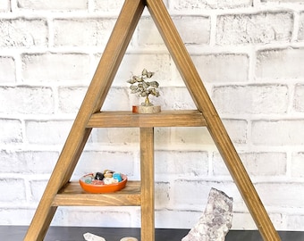 Wooden Triangle Shelf/ / Geometric Shelf/ Custom Made Shelf/ Crystal Shelf/  Wall Hanging/ Crystal Display/ Gifts for Her/ Birthday Gifts