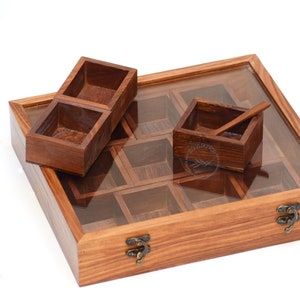 Wooden Spices Box with 1 spoon and 12 Detachable Container In Best Quality