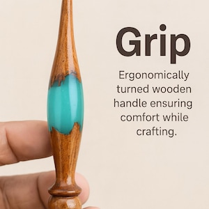 Handgefertigte Holz & Harz Häkelnadeln Set | Ergonomischer weicher Griff und Häkelnadeln für Anfänger, Arthritische Hand | 3.5 mm-16 mm, Geschenk für Mama Bild 16