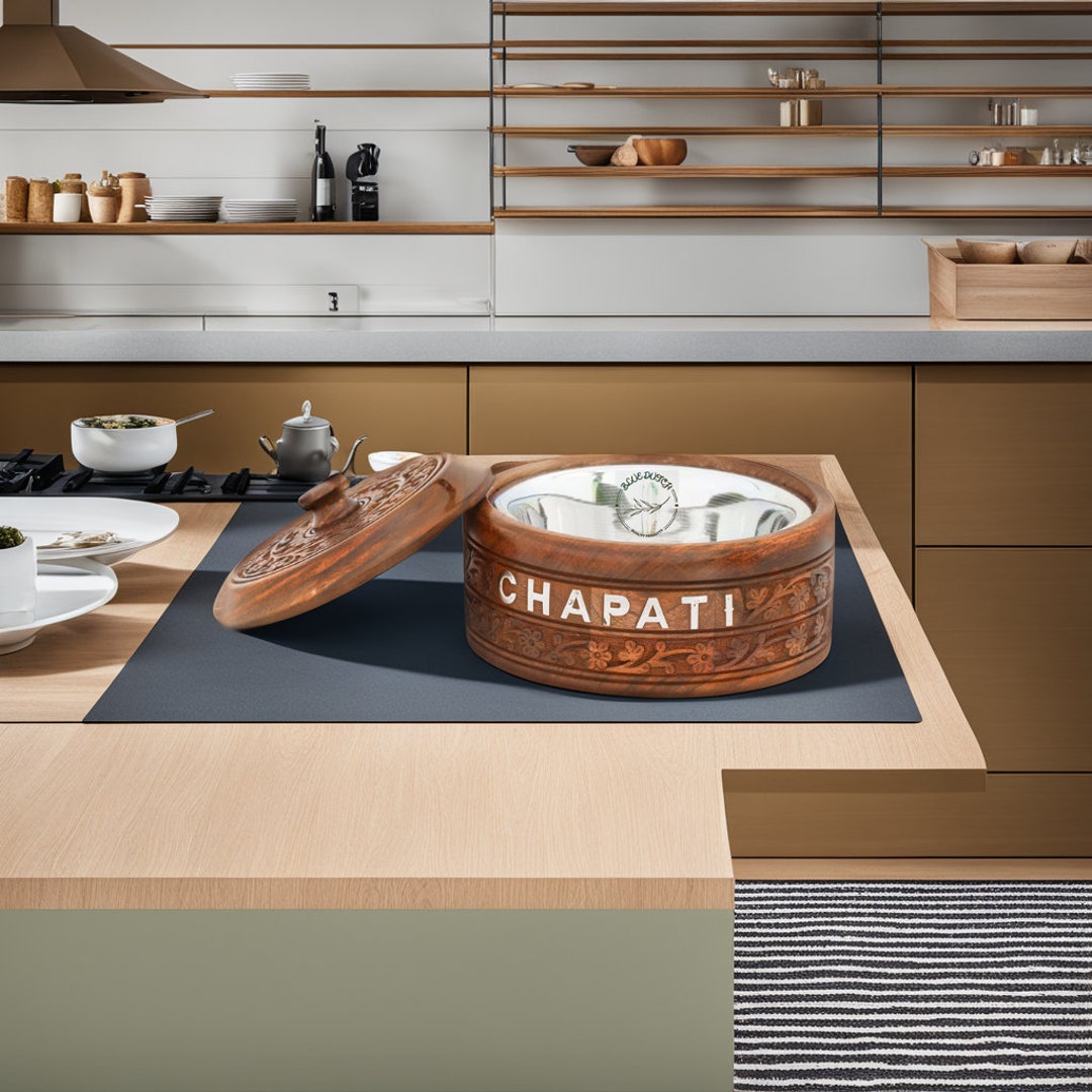 Handmade Sheesham Wood Chapati Box: Engraved Roti Storage - Etsy