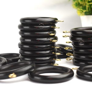 Black Wooden Curtain Rings - Set of 24 (2.5&quot; Outer, 1.75&quot; Inner)