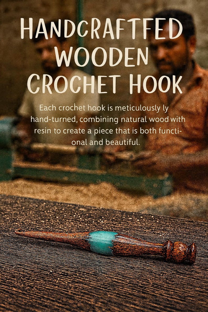Handgefertigte Holz & Harz Häkelnadeln Set | Ergonomischer weicher Griff und Häkelnadeln für Anfänger, Arthritische Hand | 3.5 mm-16 mm, Geschenk für Mama Bild 13