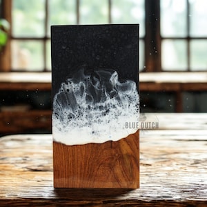 Handmade Wooden Cremation Urn: Black Resin Art, Personalized Memorial Box