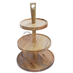 Acacia Wood 3-Tier Cake Stand: Party Dessert Display