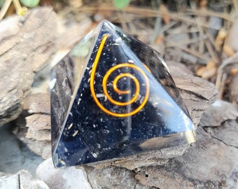 Black Tourmaline Orgonite Pyramid: Energy Cleansing Crystal