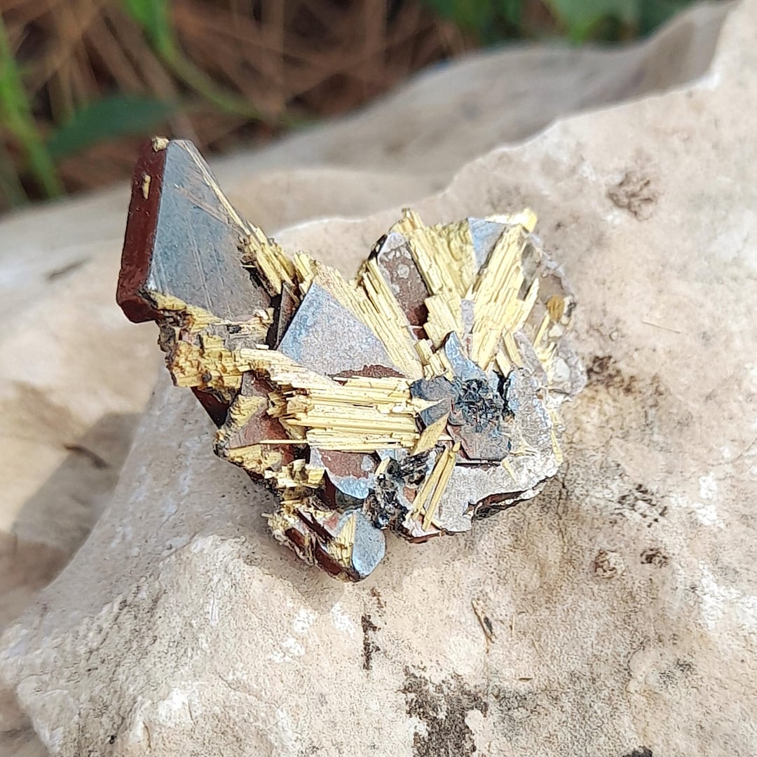 Lab Rutile Rough Rough Rutile on Hematite Specimen, Brazil Mineral - Etsy