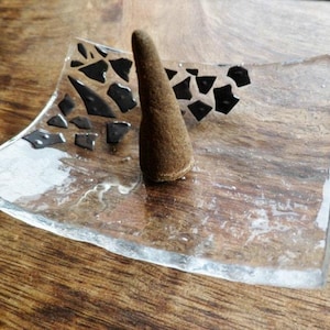 Fused Glass Incense Burner: Handmade Clear Glass Candle Holder