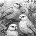 Adult Coloring Page, Grayscale Birds and Flowers, Printable Relaxing ...