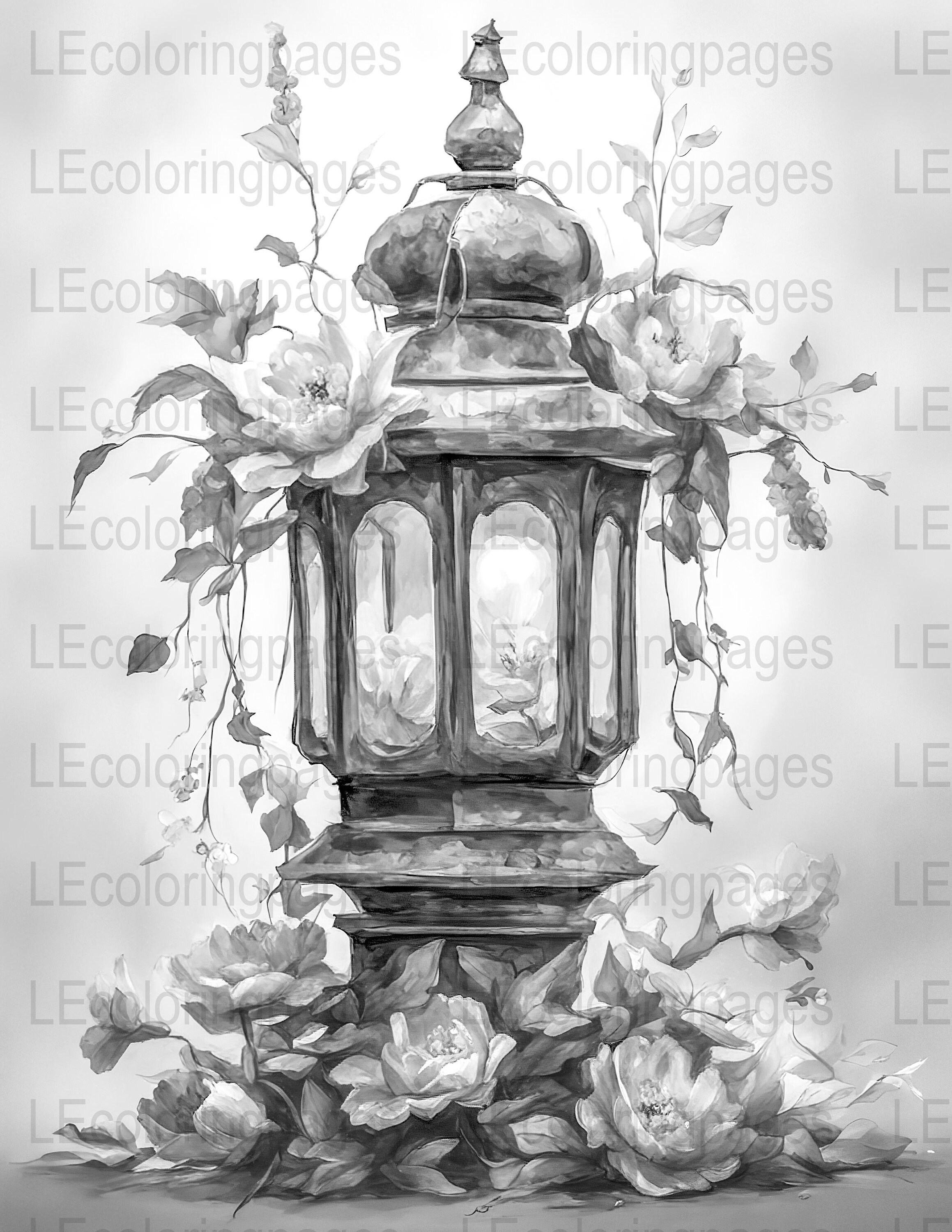 Fantasy Lantern Printable Coloring Page for Adults 80, Jpg 300dpi ...