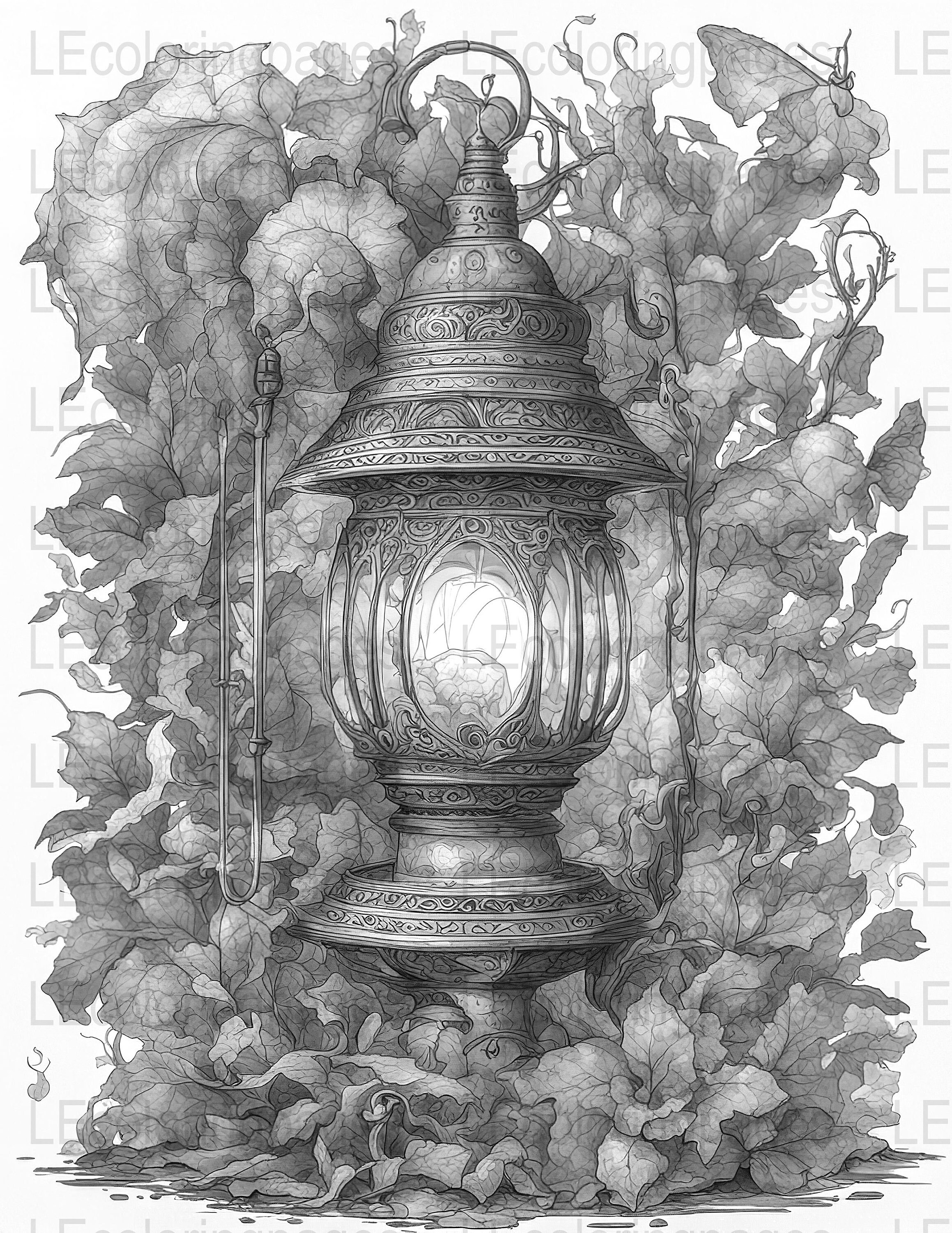 Fantasy Lantern Printable Coloring Page for Adults 82 Jpg - Etsy